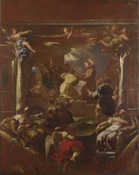 Sankt Antonius af Padua restaurerer en mands fod før 1700.
