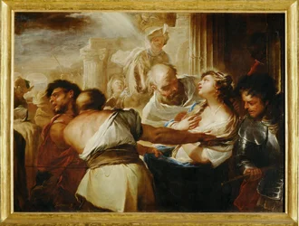 Santa Lucia ledes til martyrdøden (maleri på lærred)