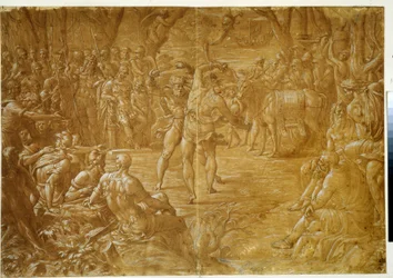 "Siciliens boksekamp (pugilat) modstander til Dares de Troy", ca. 1544 (tuschtegning)