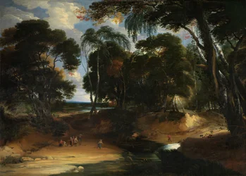 Landskab med skov (olie på lærred)