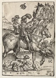En gentleman og en dame rider på jagt