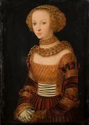 Danish: Portræt af en ung kvinde. Prinsesse Emilie af Sachsen  Portrait of a young woman. Princess Emilia of Saxony