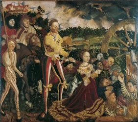 Tysk: Katharinenaltar (Mitteltafel) Altertavle med den hellige Katharinas martyrium