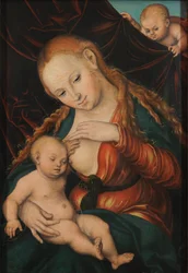 Tysk: Madonna, dem Christkind die Brust reichend The Virgin nursing the Child