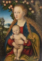 Tysk: Madonna und Kind unter dem Apfelbaum Madonna og barn under æbletræet / The Virgin and Child Under an Apple Tree