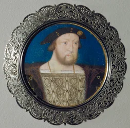 Henrik VIII, konge af England Miniature på pergament, ...