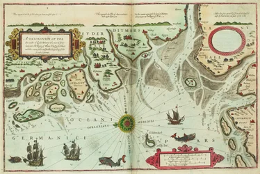 En beskrivelse af Eyder Ditmers havkyst og en del af Jeverland med floderne Weser, Elve, Eyder, Hever og andre mellemliggende sand- og strandområder, der ligger langs Tysklands havkyst.