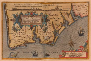 Atlas i overstørrelse med titlen "Speculum nauticum super navigatione maris occidentalis confectu, continens omnes oras maritimas Galliae, Hispaniae, and praecipuarum partium Angliae", ca. 1591 (tegning)