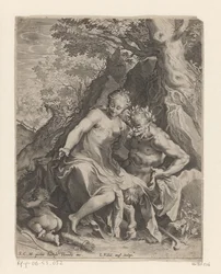 Nymfe på knæet af en satyr