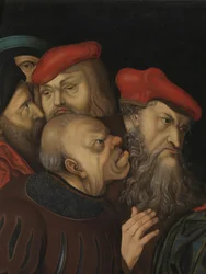 Kristus og kvinden taget i utroskab, detaljer, ca. 1700 (olie på træ)