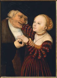 Østrig, Wien, Den gamle mand og den unge kvinde, ca. 1530 (olie på lærred)