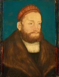 Casimir de Brandebourg Culmbach (1481-1527) - Markgreve Casimir af Brandenburg-Bayreuth, af Cranach, Lucas, den ældre (1472-1553). Olie på træ, efter 1524. Mål: 37,3x28,5 cm. Kunsthistorisk museum, Vienne