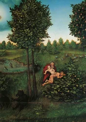 Detalje af Paradiset, ca. 1530 (olie på panel)