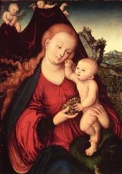 Madonna og barn (olie på panel)