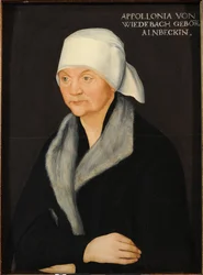 Portræt af Apollonia von Wiedebach, af Cranach, Lucas, den ældre (1472-1553). Olie på træ, ca 1524. Mål: 38,7 x 28,7 cm. Dresdens statskunstsamlinger