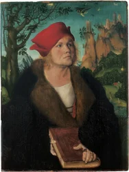 Portræt af Dr. Johannes Cuspinian, af Cranach, Lucas, den ældre (1472-1553). Olie på træ, ca. 1502-1503. Mål: 60,3x45,5 cm. Museum Oskar Reinhart, Winterthur