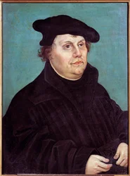 Portræt af Martin Luther (1483-1546) tysk religiøs reformator. Maleri af Lucas Cranach den Gamle (eller den Gamle