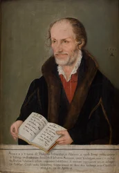 Portræt af Philip Melanchthon (1497-1560) (olie på bord)