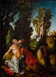Sankt Hieronymus i anger Maleri af Lucas Cranach den Ældre (1472-1553) 1502 Søn. 55,5x41,5 cm Wien, Kunsthistorisches Museum