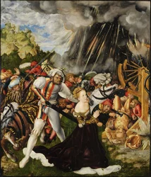 Sankt Katarinas martyrium - Peinture deLucas Cranach den Ældre (1472-1553) - ca 1504-1509 - Olie på træ - 112x95 - Raday Muzeum Budapest