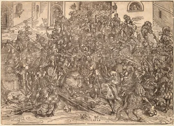 Tournoi - Turnering - Cranach, Lucas, den ældre (1472-1553) - 1509 - Træsnit - 29,9x41,5 - Privat samling