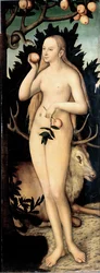 ""Eve"" Maleri af Lucas Cranach II den yngre (1515-1586) Efter 1537 Dim 171 x 63 cm Tyskland Dresden State Art Collections