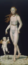 Venus og Amor, malet på panel