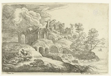 Ruiner ved en sø Små landskaber efter Titian (serietitel)