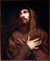 Sankt Frans af Assisi maleri af Luciano Borzone (1590-1645)
