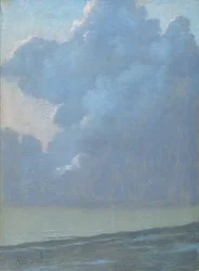 Skyer over havet (pastel på papir)