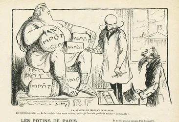 Illustration i Le Rire, 29/02/08 - Statuen af ​​Madame Marianne (gravering)