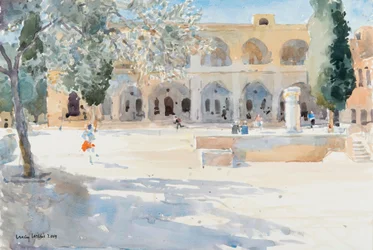 Batei Mahase Square, Old Jerusalem, 2019 (w/c på papir)