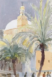 Old City Palms II, Jerusalem, 2019 (w/c på papir)