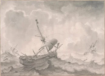 L.Backhuysen, skibe på stormfuldt hav