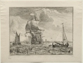 Marinescene med Amsterdam i det fjerne, 1701.