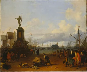 Udsigt over Amsterdams havn ved floden IJ