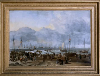 Vilhelm af Oranges landgang i Scheveningen (olie på lærred)