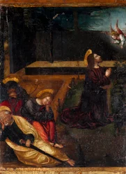 Bøn i oliventræernes have Serie af rosenkransens 15 mysterier. Træmaleri af Ludovico Brea (Louis Brea) (1450-1523) 1512-1513 Taggia, Museo del Convento di San Domenico, Italien
