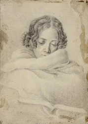 Portræt af forfatteren Bettine von Arnim 1785-1859, født Brentano, ca 1809.