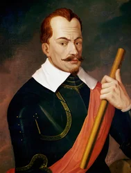 Albrecht Wallenstein, hertug af Friedland, kejserlig feltmarskal under Trediveårskrigen, myrdet af sine egne officerer i 1634 i Eger