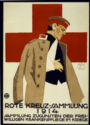 Indsamlingskampagne for Tysk Røde Kors, pub. 1914 (farve litho)