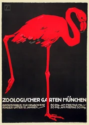Zoo plakat med en rød flamingo