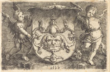 Skjold med Mascaron