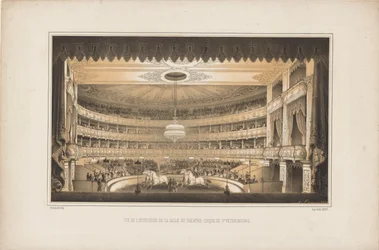 Interiør af Equestrian Circus Theatre i Sankt Petersborg, 1850.