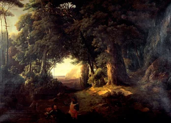 Clorindas dåb, af Luigi Ashton (1824-1884), olie på lærred, 87x120 cm
