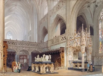 Interiør af Brou kirke i Bourg-en-Bresse