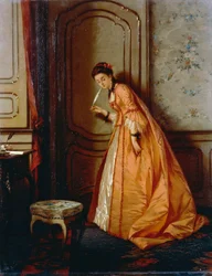 Kuuntele, Luigi Crosio (1835-1915), öljy levylle, 40,5x32 cm
