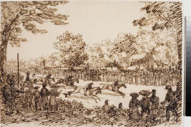 Hestevæddeløb (sandsynligvis festen San Giovanni a Firenze) (Ink, ca. 1825)