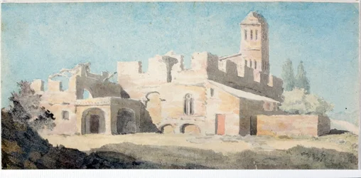Ruiner af et kloster i regionen Genova (Akvarel