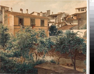 Udsigt over huse i Firenze (akvarel, ca. 1825)